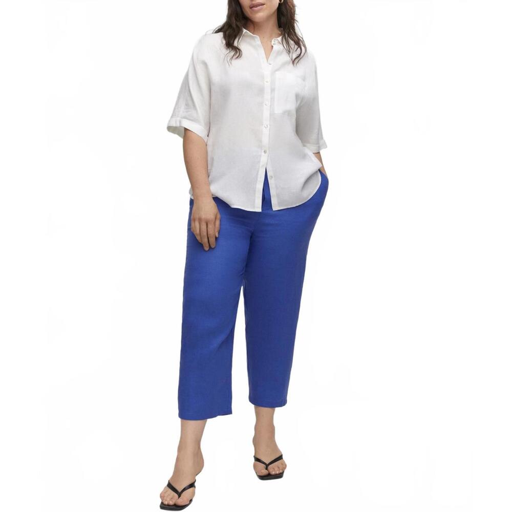 Mango 100% Linen Pants Blue NWT Size 4XL